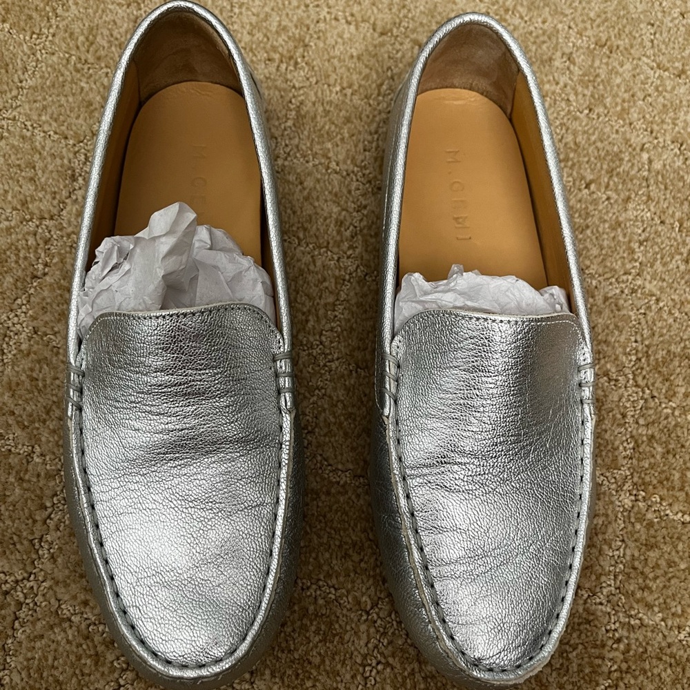 M Gemi Silver Woman’s Loafers (The FELIZE) Metalic Leather